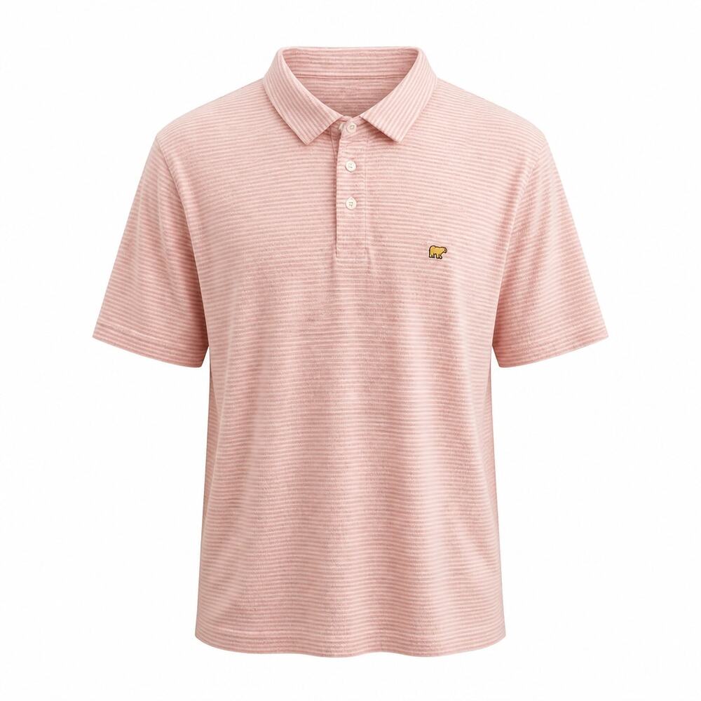 Jack Nicklaus Golden Bear Golf Polo Shirt Mens XL Pink White Striped Performance